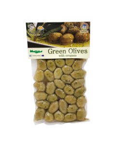 Оливки зеленые с косточкой приправленные орегано 250 г Kurtes