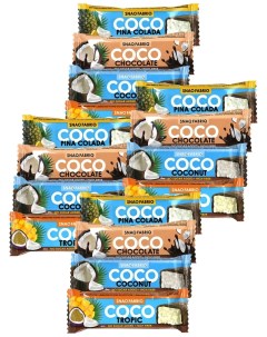 Кокосовые батончики без сахара ассорти вкусов 16 шт по 40 г Snaq fabriq