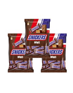 Шоколадные конфеты Minis Молочный шоколад Арахис Пакет 180 гр 3шт Snickers
