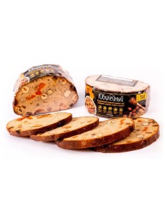 Хлеб серый Юбилейный заварной изюм мед курага орехи подовый 205 г Рижский хлеб