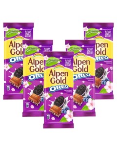 Молочный шоколад OREO Черника Флоу пак 5шт 90гр Alpen gold