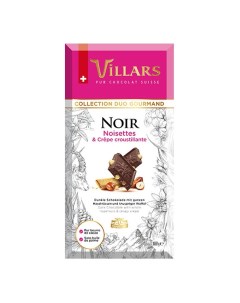 Шоколад Noir темный с фундуком и вафельной крошкой 180 г Villars