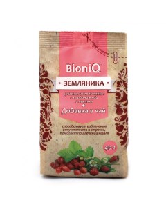 Добавка в чай Земляника измельченная сушёная с плодоножкой и листом 40 гр Bioniq