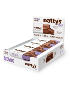 Батончик Go Brownie шоколадный с арахисовой пастой и какао 45 г x 12 шт Nattys