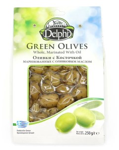 Оливки с косточкой маринованные с оливковым маслом 250 г Delphi