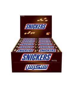 Шоколадный батончик Snack Молочный шоколад Арахис Шоубокс 32гр 36 шт Snickers