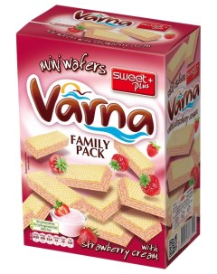Вафли Varna Мини с кремом с клубничным ароматом 200г Sweet plus