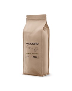 Кофе жареный в зернах Brasil Santos арабика средняя обжарка 1 кг Vkusno
