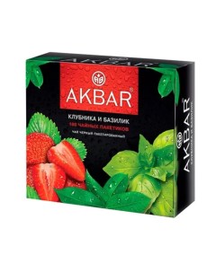 Чай черный клубника и базилик 100 пакетиков Akbar