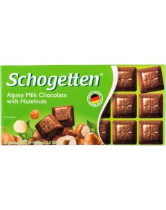 Шоколад Alpine milk chocolate with hazelnuts молочный с фундуком 100 г Schogetten
