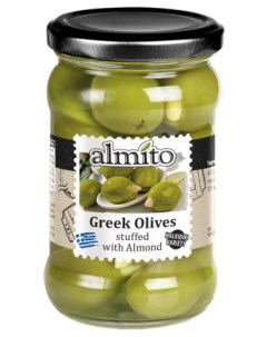 Оливки греческие с миндалем 270 г Almito
