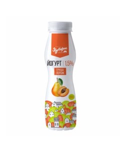 Питьевой йогурт с грушей и персиком 1 5 БЗМЖ 260 г Хуторок