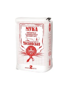 Мука пшеничная хлебопекарная Московская высший сорт 2 кг Мелькомбинат №3