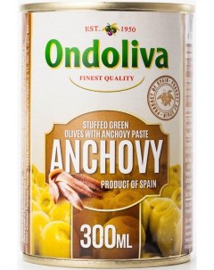Из Испании Оливки зеленые фаршированные анчоусом 300 мл Ondoliva