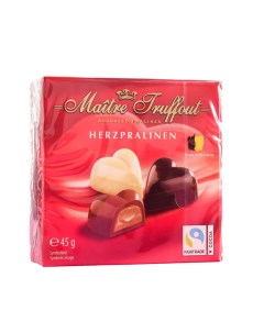 Конфеты Мини сердца из бельгийского шоколада с кремовой Maitre truffout