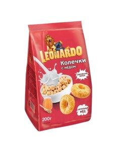 Завтрак готовый Овсяные колечки с медом 200г Leonardo