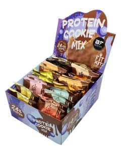 Протеиновое печенье chocolate protein cookie микс бокс 24шт по 50г 13 вкусов Fit kit