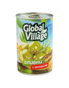 Оливки зеленые с анчоусом 300 г Global village