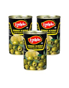Оливки зеленые фаршированные лимоном 3 шт по 314 мл Lorado
