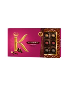 Шоколадные конфеты А Ассорти Темный шоколад Коробка 192 гр Коркунов