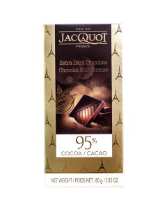 Плитка горький шоколад 95 80 г Jacquot