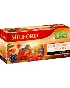 Чай облепиха лесные ягоды черный байховый в пакетиках 20 пакетиков Милфорд