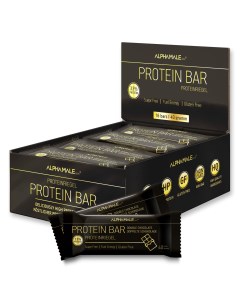 Протеиновый батончик без сахара Protein bar 40 гр 16 шт двойной шоколад Alphamale labs