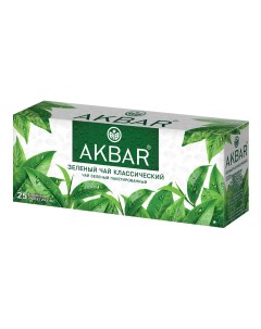 Чай зеленый байховый в пакетиках 2 г х 25 шт Akbar