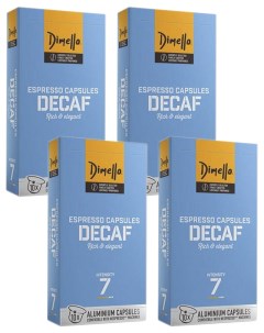Кофе в капсулах без кофеина Decaf 4 упаковки по 10 капсул Dimello