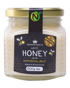 Белый мед с маточным молочком высшего качества 300 гр Noor natural food
