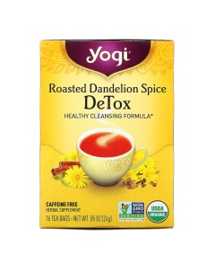 Чай в пакетиках Roasted Dandelion Spice Detox без кофеина 16 пакетиков Yogi tea