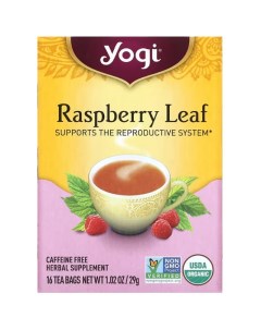 Чай в пакетиках Raspberry Leaf листья органической малины для женщин 16 пакетиков Yogi tea