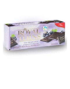 Шоколад с черной смородиной 200 гр Упаковка 16 шт Halloren royal thins