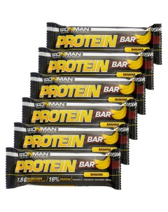 Протеиновые батончики Protein bar с коллагеном банан 6 шт по 50 г Ironman