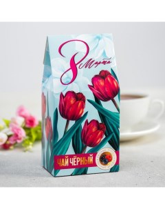 Чай в домике 8 Марта тюльпаны со вкусом лесные ягоды 50 г Фабрика счастья