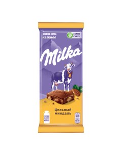 Шоколад Молочный с цельным миндалем 90 г Milka