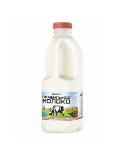 Молоко 3 2 4 коровье пастеризованное 2 л БЗМЖ Правильное молоко