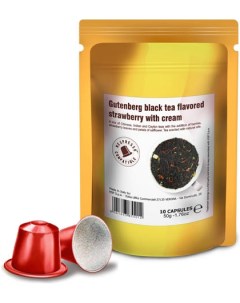 Чайные капсулы для Nespresso черный ароматизированный Клубника со сливками Gutenberg