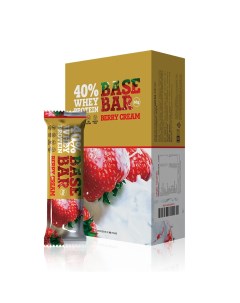 Батончик Base Bar протеиновые 60г Клубника со сливками коробка 20шт Basebar