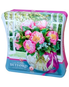 Чай Шкатулка квадрат Пионы Pekoe черный 150 г Betford