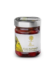 Натуральные греческие оливки сорта Каламон высшего качества с косточкой 200 гр Ellive