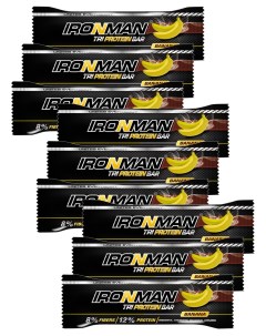 Протеиновые батончики TRI Protein bar банан 9 шт по 50 г Ironman