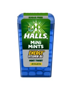 Леденцы Mini Mints Энерджи Витамин В6 Женьшень со вкусом мяты и ментола 12 5 г Halls