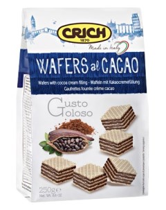 Вафли Gusto Goloso Cocoa wafers классические с какао 250 г Crich