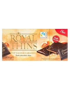 Шоколадные плитки Royal Thins темный карамель и морская соль 200г Halloren