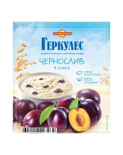 Каша Геркулес моментальная овсяная 4 злака с черносливом 35 г Русский продукт