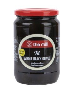Оливки целые черные Fit 700 г The mill