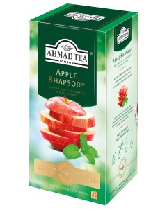 Чай Эппл Рапсоди с ароматом яблока и мяты чёрный в пакетиках 25х1 5г 6 штук Ahmad tea