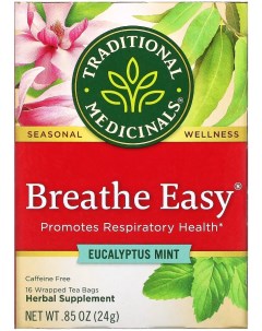 Чай Breathe Easy эвкалипт и мята 16 пакетиков Traditional medicinals