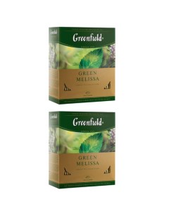 Чай зеленый Green Melissa 2 упаковки по 100 пакетиков Greenfield